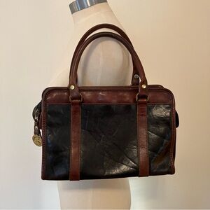 Vintage Brahmin Bag Smooth Brown Leather Top Handle Doctor Satchel Purse